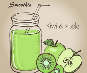 Smoothie fruits drink vector sketch material 01