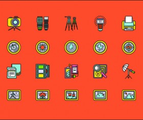 Social cute mini icons vector set 04