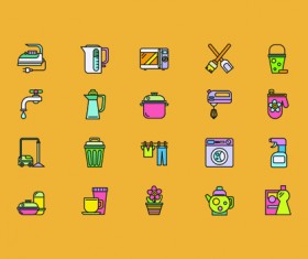 Social cute mini icons vector set 06