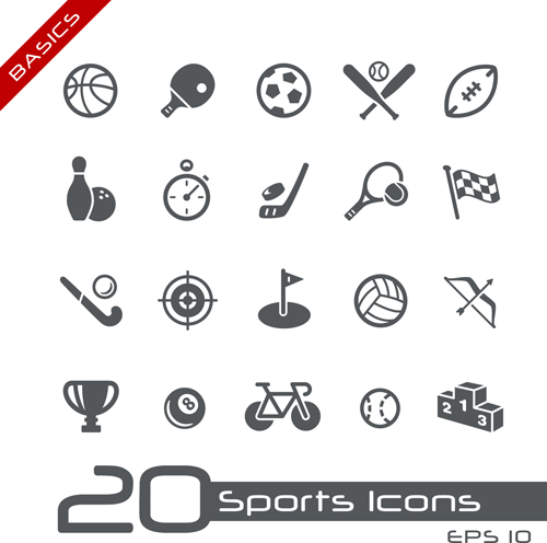 Sports icons creative vectors set 01