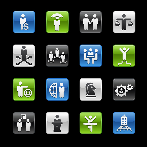 Square business planning series icons vector 04