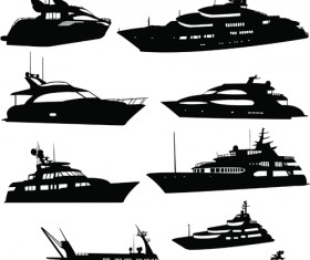 Steamship with yacht silhouette vector