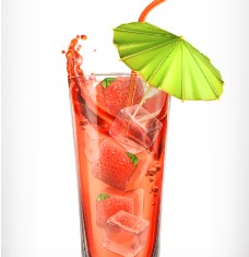 Strawberry juice with ice vector material