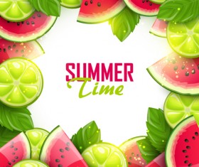 Summer fruits art background vector set 01