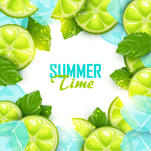 Summer fruits art background vector set 02