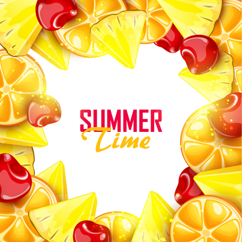 Summer fruits art background vector set 03