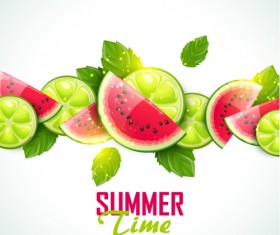 Summer fruits art background vector set 05