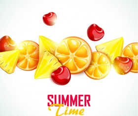 Summer fruits art background vector set 06