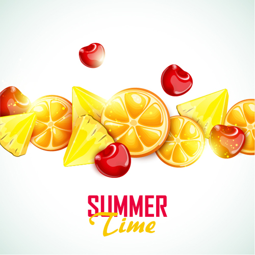 Summer fruits art background vector set 06