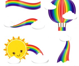 Sun rain bow cloud vector illustration