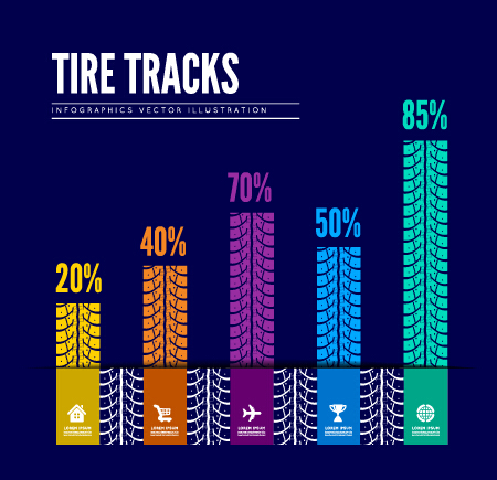 Tire tracks infographic vector material 01