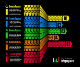 Tire tracks infographic vector material 04