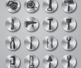 Tools metal icons button vector