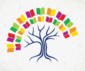 Tree with book creative vector 01