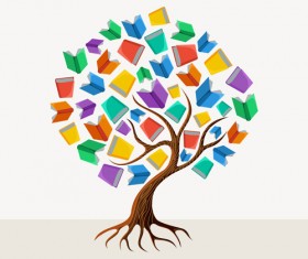 Tree with book creative vector 02