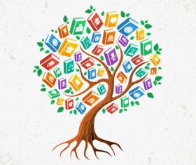 Tree with book creative vector 03