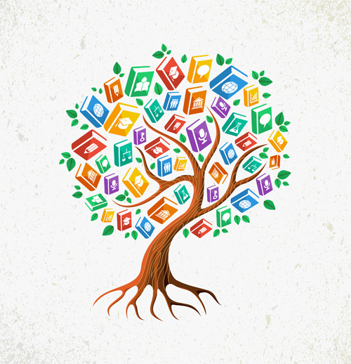 Tree with book creative vector 03