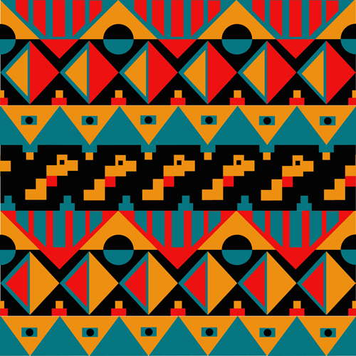Tribal pattern seamless borders vector 05