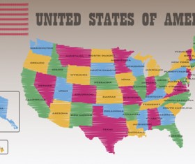 USA political map vector material 01