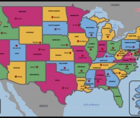 USA political map vector material 02