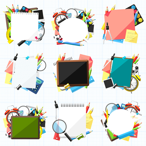 Vector back to school elements material