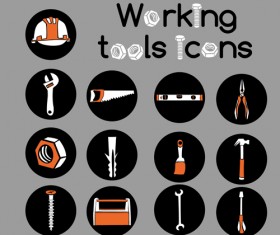 Vector working tools icons material 02