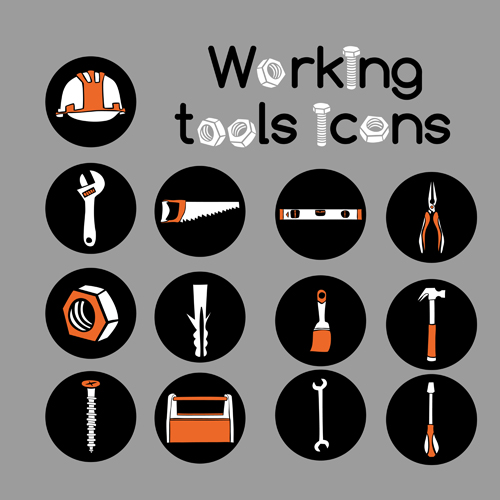 Vector working tools icons material 02