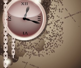 Vintage clock grunge background vector 04