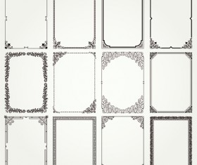 Vintage frames ornaments vector set 02