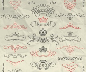 Vintage hand drawn swirls ornaments with corner vector 04