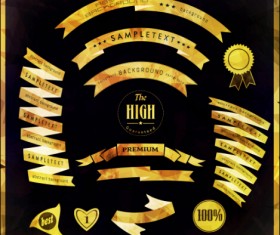 Vintage ribbon with quality Label vector material 03