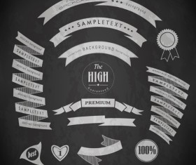 Vintage ribbon with quality Label vector material 09