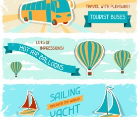 Vintage travel sticker banners vector