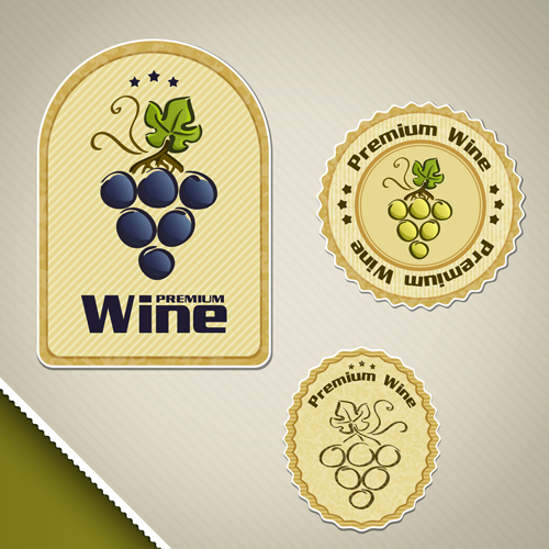 Vintage wine sticker labels vector material