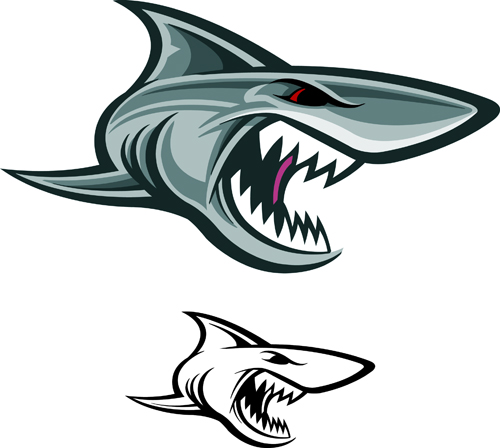 Download Vivid shark design vectors set 09 free download