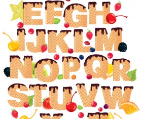 Waffles and berries alphabet vector material