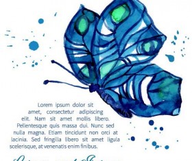 Watercolor butterflies design background vector 01