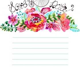 Watercolor floral decorations notebook vector