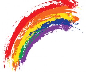 Watercolor oil painting rainbow background vector 01