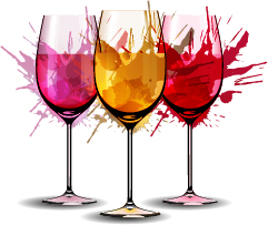 Wine cup with watercolor vector material