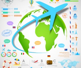 World airlines travel Infographics vector template 01