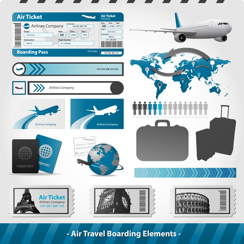 World airlines travel Infographics vector template 02