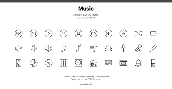 30 Kind lines music icons