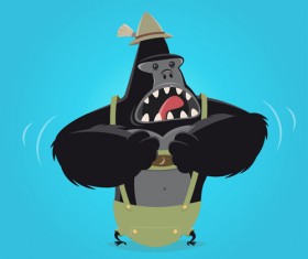 Amusing gorilla cartoon styles vector 01