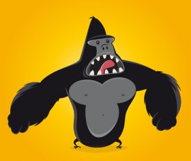 Amusing gorilla cartoon styles vector 03