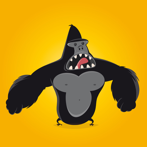 Amusing gorilla cartoon styles vector 03