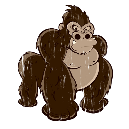 Amusing gorilla cartoon styles vector 04