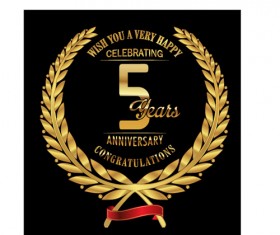 Anniversary celebration golden laurel wreath labels vector 01