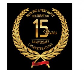Anniversary celebration golden laurel wreath labels vector 02