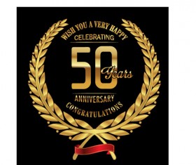 Anniversary celebration golden laurel wreath labels vector 03